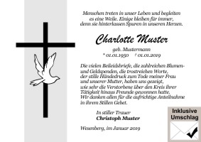 Dankkarten nach Tod. 