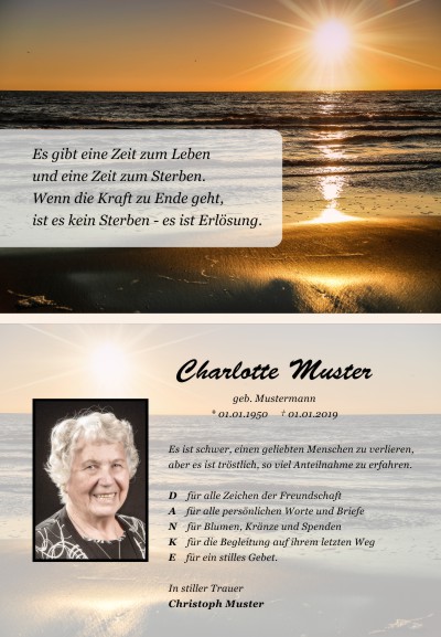 Persönliche Danksagung Todesfall selber erstellen