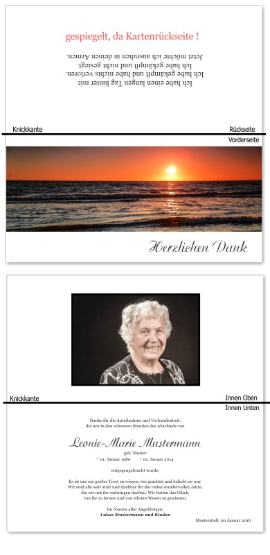 Himmel, Sonne, Wolken. Trauer Danksagung Karten bei Sterbefall, Todesfall, Beerdigung und Trauerfall