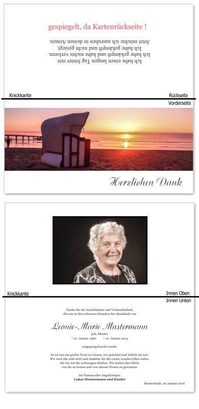 Himmel, Sonne, Wolken. Trauer Danksagung Karten bei Sterbefall, Todesfall, Beerdigung und Trauerfall