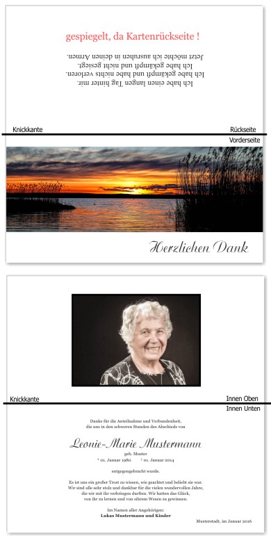 Himmel, Sonne, Wolken. Trauer Danksagung Karten bei Sterbefall, Todesfall, Beerdigung und Trauerfall