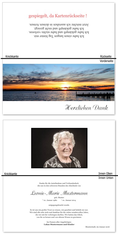 Himmel, Sonne, Wolken. Trauer Danksagung Karten bei Sterbefall, Todesfall, Beerdigung und Trauerfall