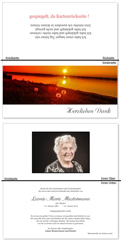 Himmel, Sonne, Wolken. Trauer Danksagung Karten bei Sterbefall, Todesfall, Beerdigung und Trauerfall