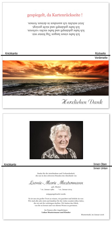 Himmel, Sonne, Wolken. Trauer Danksagung Karten bei Sterbefall, Todesfall, Beerdigung und Trauerfall