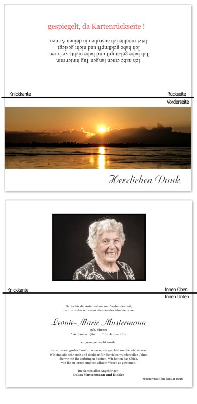 Himmel, Sonne, Wolken. Trauer Danksagung Karten bei Sterbefall, Todesfall, Beerdigung und Trauerfall