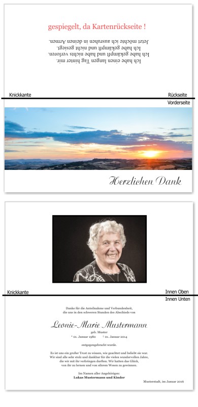 Himmel, Sonne, Wolken. Trauer Danksagung Karten bei Sterbefall, Todesfall, Beerdigung und Trauerfall
