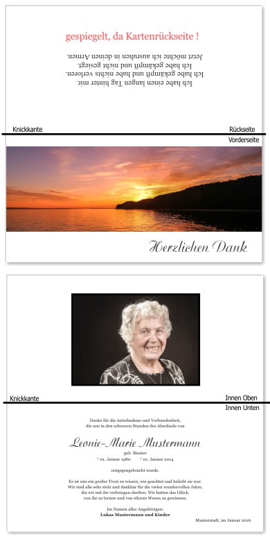 Himmel, Sonne, Wolken. Trauer Danksagung Karten bei Sterbefall, Todesfall, Beerdigung und Trauerfall