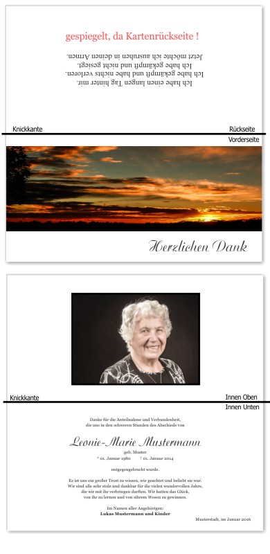 Himmel, Sonne, Wolken. Trauer Danksagung Karten bei Sterbefall, Todesfall, Beerdigung und Trauerfall