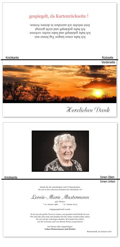 Himmel, Sonne, Wolken. Trauer Danksagung Karten bei Sterbefall, Todesfall, Beerdigung und Trauerfall