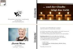 Kerzen, Kerzenschein, Kerzenlicht. Persönliche Trauerdankeskarten nach Trauerfall, Beerdigung und Todesfall