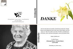 Lilie, Calla, Sonnenblume. Persönliche Trauerdankeskarten nach Trauerfall, Beerdigung und Todesfall