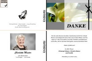 Lilie, Calla, Sonnenblume. Persönliche Trauerdankeskarten nach Trauerfall, Beerdigung und Todesfall