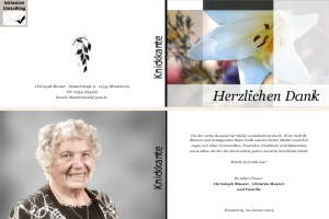 Lilie, Calla, Sonnenblume. Persönliche Trauerdankeskarten nach Trauerfall, Beerdigung und Todesfall