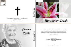 Lilie, Calla, Sonnenblume. Persönliche Trauerdankeskarten nach Trauerfall, Beerdigung und Todesfall