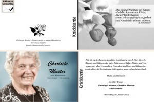 Weiße und rote Orchidee. Persönliche Trauerdankeskarten nach Trauerfall, Beerdigung und Todesfall