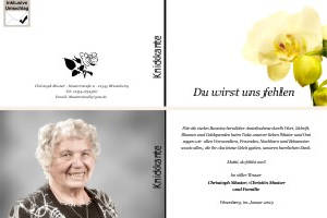 Weiße und rote Orchidee. Persönliche Trauerdankeskarten nach Trauerfall, Beerdigung und Todesfall