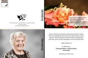 Weiße und rote Rosen, Rosenblüten. Persönliche Trauerdankeskarten nach Trauerfall, Beerdigung und Todesfall