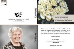 Weiße und rote Rosen, Rosenblüten. Persönliche Trauerdankeskarten nach Trauerfall, Beerdigung und Todesfall