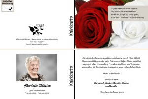 Rote Rosen. Persönliche Trauerdankeskarten nach Trauerfall, Beerdigung und Todesfall