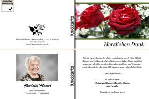 Rote Rosen. Persönliche Trauerdankeskarten nach Trauerfall, Beerdigung und Todesfall