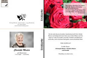Rote Rosen. Persönliche Trauerdankeskarten nach Trauerfall, Beerdigung und Todesfall