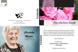 Rote Rosen. Persönliche Trauerdankeskarten nach Trauerfall, Beerdigung und Todesfall