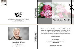 Rote Rosen. Persönliche Trauerdankeskarten nach Trauerfall, Beerdigung und Todesfall