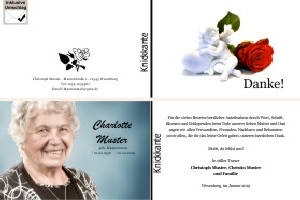 Rote Rosen. Persönliche Trauerdankeskarten nach Trauerfall, Beerdigung und Todesfall