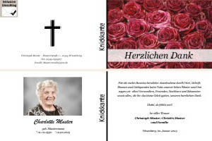 Rote Rosen. Persönliche Trauerdankeskarten nach Trauerfall, Beerdigung und Todesfall