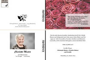Rote Rosen. Persönliche Trauerdankeskarten nach Trauerfall, Beerdigung und Todesfall