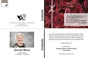 Rote Rosen. Persönliche Trauerdankeskarten nach Trauerfall, Beerdigung und Todesfall