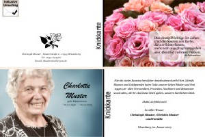 Rote Rosen. Persönliche Trauerdankeskarten nach Trauerfall, Beerdigung und Todesfall