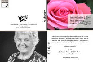 Rote Rosen. Persönliche Trauerdankeskarten nach Trauerfall, Beerdigung und Todesfall