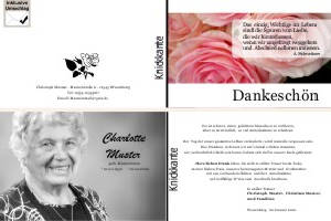 Rote Rosen. Persönliche Trauerdankeskarten nach Trauerfall, Beerdigung und Todesfall