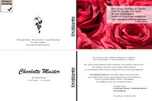 Rote Rosen. Persönliche Trauerdankeskarten nach Trauerfall, Beerdigung und Todesfall