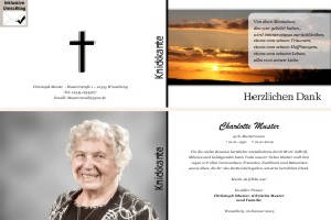 Sonnenuntergang, Sonnenaufgang, Sonne. Persönliche Trauerdankeskarten nach Trauerfall, Beerdigung und Todesfall