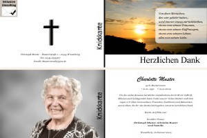 Sonnenuntergang, Sonnenaufgang, Sonne. Persönliche Trauerdankeskarten nach Trauerfall, Beerdigung und Todesfall