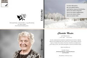Winter, Winterlandschaft, Schnee. Persönliche Trauerdankeskarten nach Trauerfall, Beerdigung und Todesfall