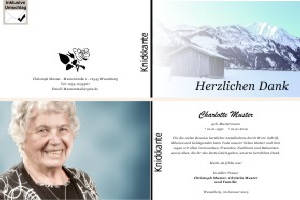 Winter, Winterlandschaft, Schnee. Persönliche Trauerdankeskarten nach Trauerfall, Beerdigung und Todesfall