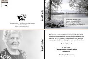 Winter, Winterlandschaft, Schnee. Persönliche Trauerdankeskarten nach Trauerfall, Beerdigung und Todesfall